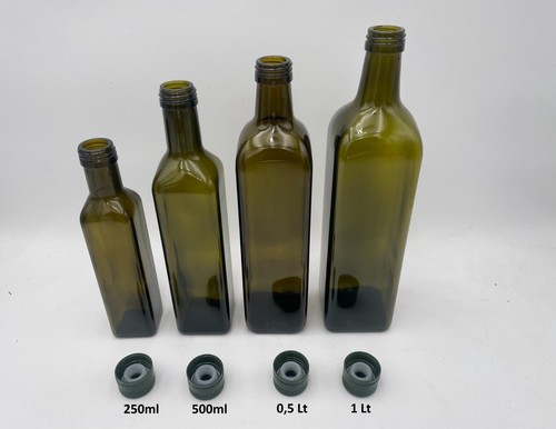 Bottiglie vetro verdi per olio - bottiglie,